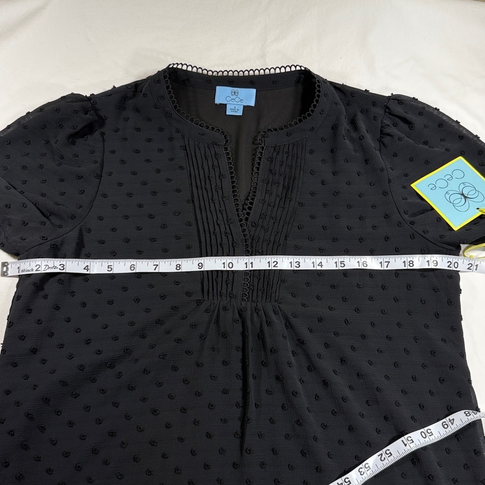 CeCe Black Textured Long Sleeve Top - Picture 6 of 9